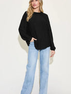 Seam It Up Ribbed Round Neck Long Sleeve Shirt By Basic Bae-Women's Shirts & Tops-Shop Z & Joxa
