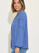 Seam It Up Ribbed Round Neck Long Sleeve Shirt By Basic Bae-Women's Shirts & Tops-Shop Z & Joxa