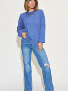 Seam It Up Ribbed Round Neck Long Sleeve Shirt By Basic Bae-Women's Shirts & Tops-Shop Z & Joxa