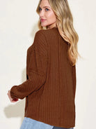 Seam It Up Ribbed Round Neck Long Sleeve Shirt By Basic Bae-Women's Shirts & Tops-Shop Z & Joxa