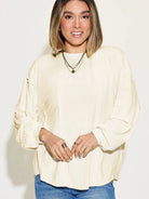 Seam It Up Ribbed Round Neck Long Sleeve Shirt By Basic Bae-Women's Shirts & Tops-Shop Z & Joxa