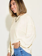 Seam It Up Ribbed Round Neck Long Sleeve Shirt By Basic Bae-Women's Shirts & Tops-Shop Z & Joxa