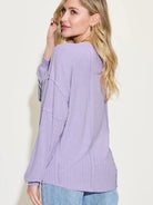Seam It Up Ribbed Round Neck Long Sleeve Shirt By Basic Bae-Women's Shirts & Tops-Shop Z & Joxa