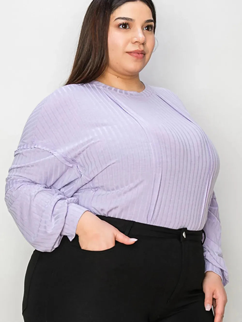 Seam It Up Ribbed Round Neck Long Sleeve Shirt By Basic Bae-Women's Shirts & Tops-Shop Z & Joxa