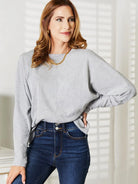 Seamlessly Chic: Double Take Long Sleeve Round Neck Sweater-Women's Shirts & Tops-Shop Z & Joxa
