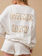 Sequin Tassel Patch Football Game Day Sweatshirt-Women's Clothing-Shop Z & Joxa