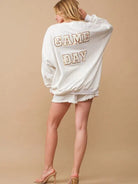 Sequin Tassel Patch Football Game Day Sweatshirt-Women's Clothing-Shop Z & Joxa