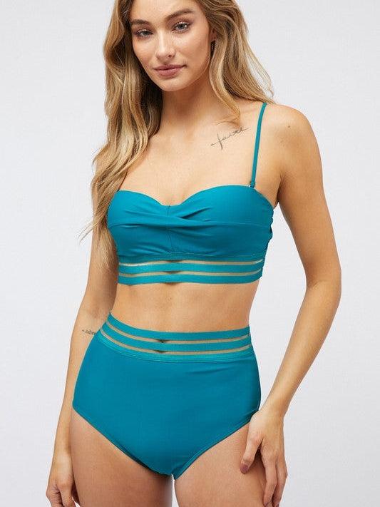 Sheer Beauty High Waisted Two-Piece Swimsuit-Women's Clothing-Shop Z & Joxa