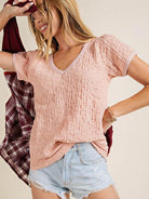 She's So Bubbly Bubble Texture Top in Pink-Women's Clothing-Shop Z & Joxa