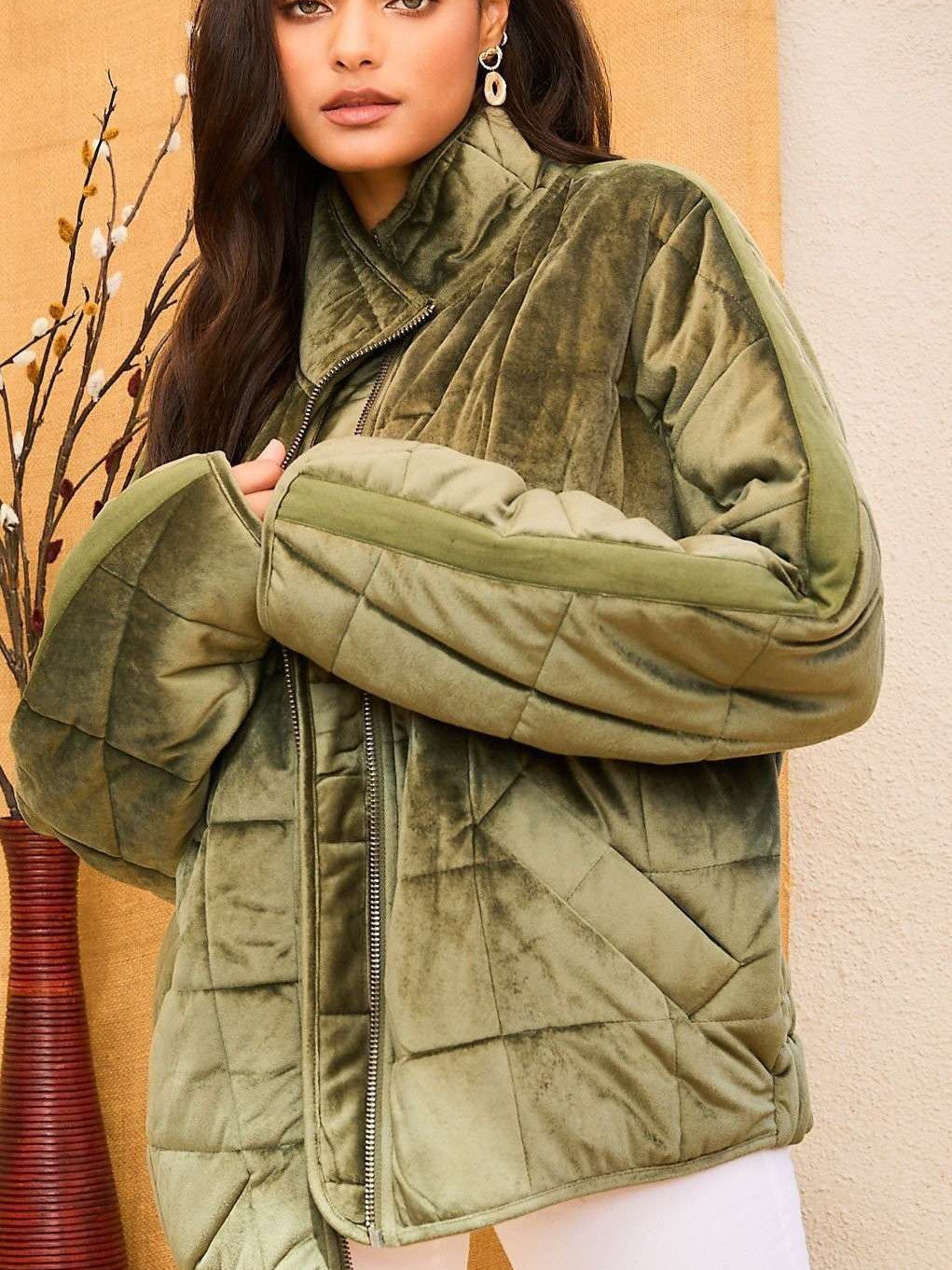 She's a Softie Velvet Quilted Jacket-Outerwear-Shop Z & Joxa