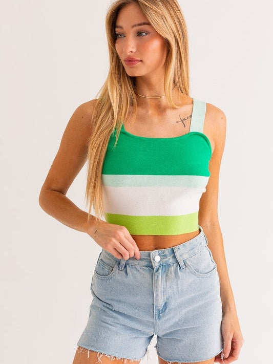 Short and Sweet Striped Crop Top-Women's Clothing-Shop Z & Joxa