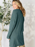 Side Hustle Ribbed Slit Hem Long Sleeve Top by Basic Bae-Women's Shirts & Tops-Shop Z & Joxa