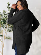 Side Hustle Ribbed Slit Hem Long Sleeve Top by Basic Bae-Women's Shirts & Tops-Shop Z & Joxa