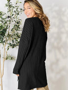 Side Hustle Ribbed Slit Hem Long Sleeve Top by Basic Bae-Women's Shirts & Tops-Shop Z & Joxa