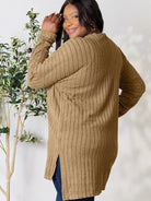 Side Hustle Ribbed Slit Hem Long Sleeve Top by Basic Bae-Women's Shirts & Tops-Shop Z & Joxa