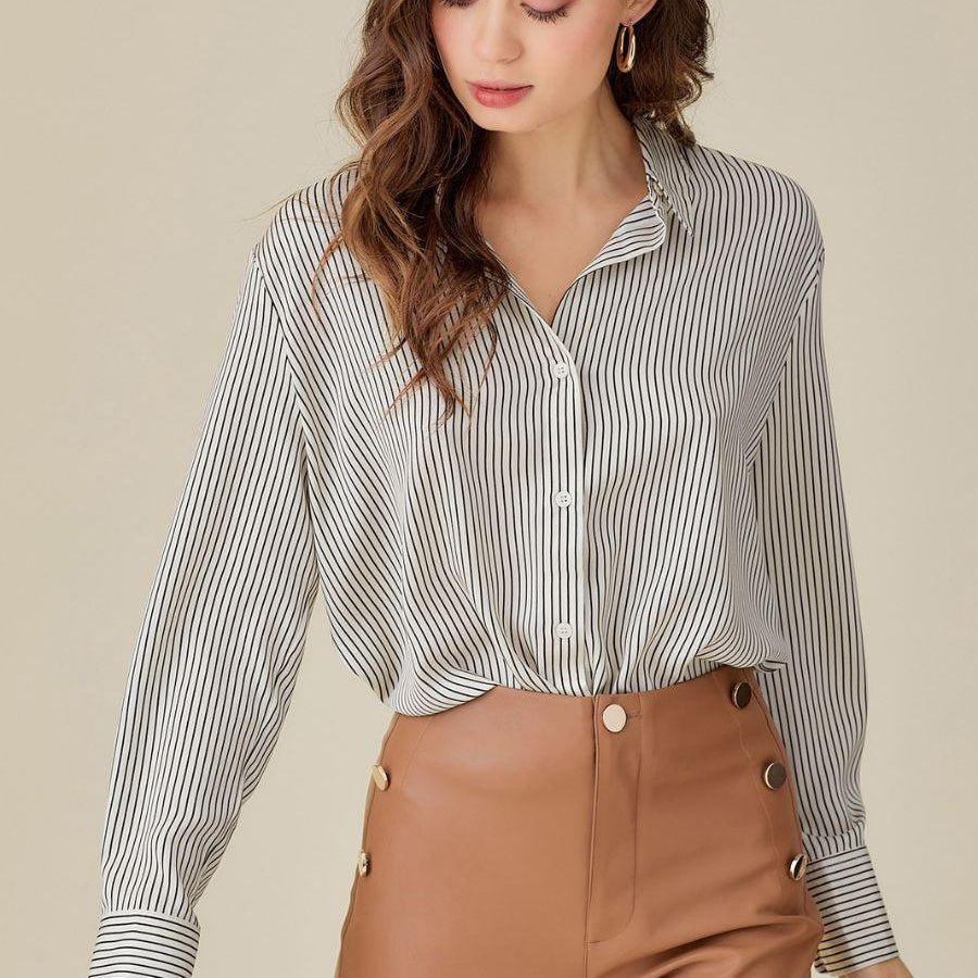 Simple Beauty Striped Long Sleeve Shirt-Women's Clothing-Shop Z & Joxa