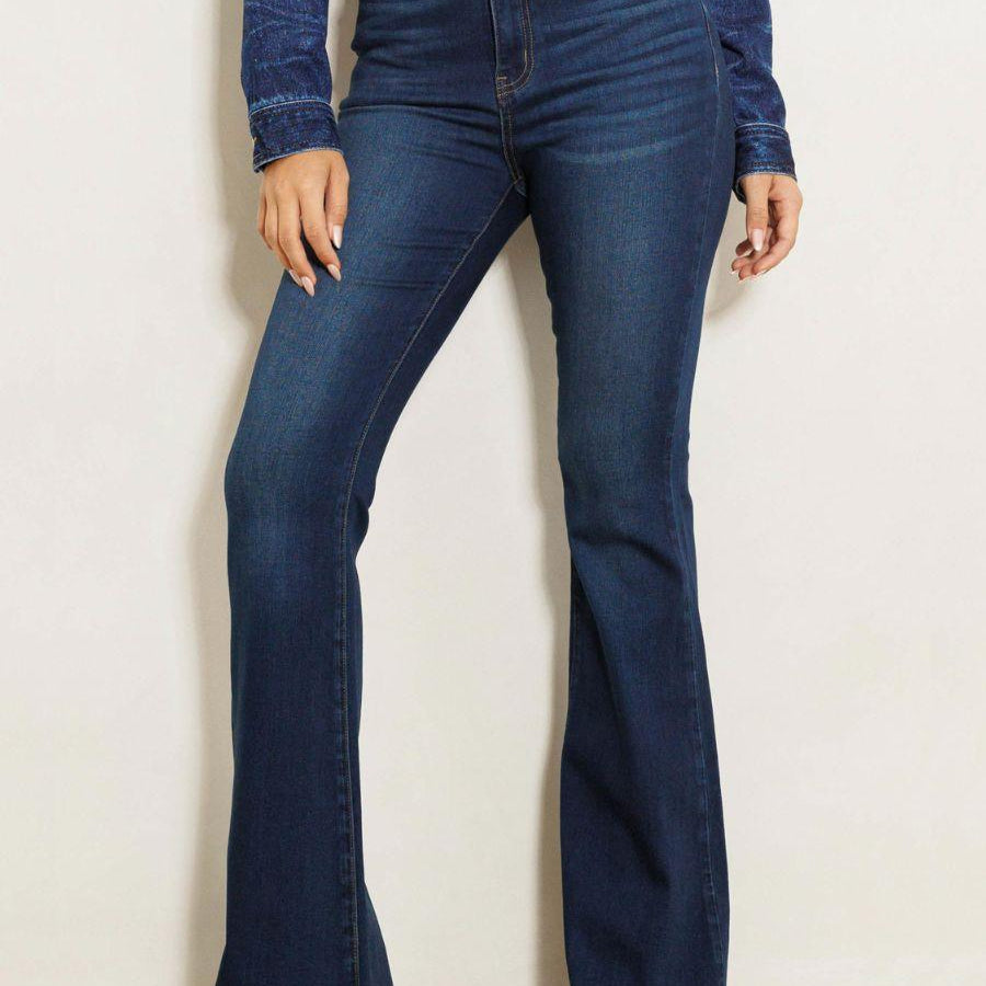 Simple Girl Simple Life Raw Hem Flare Jeans-Women's Clothing-Shop Z & Joxa