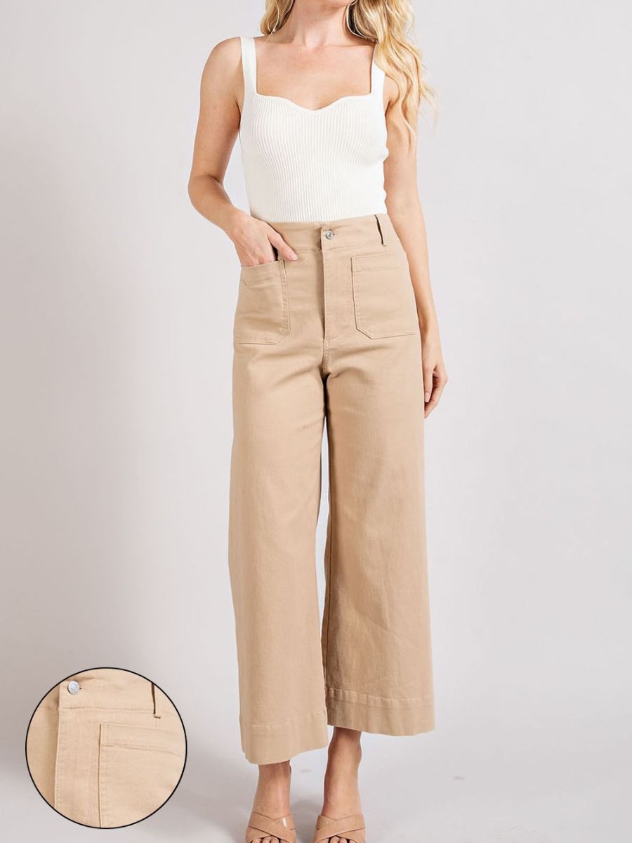 Simple Style Wide Leg Cropped Pants-Women's Clothing-Shop Z & Joxa