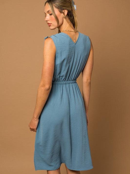 Simply Beautiful Ruched Midi Dress-Women's Clothing-Shop Z & Joxa