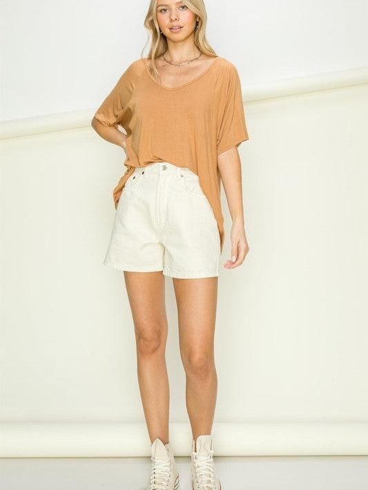 Simply Happy Oversized Short Sleeve Top-Women's Clothing-Shop Z & Joxa