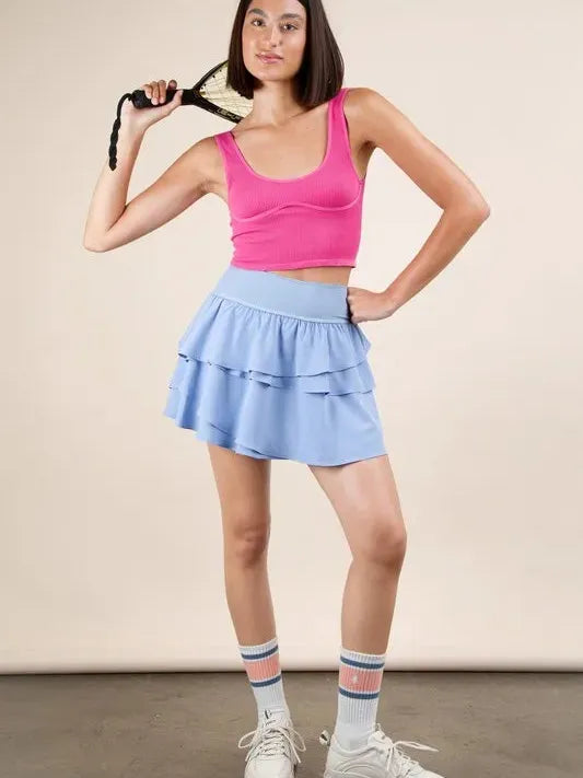 Sky Dance Ruffled Active Skort by Very J-Women's Skirts & Skorts-Shop Z & Joxa