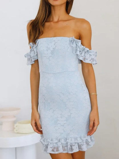 Slay Them With Sweetness Ruffled Lace Mini Dress-Shop Z & Joxa