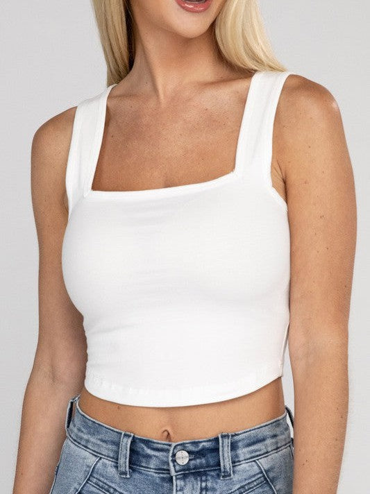 Slaying the Day Square Neck Cropped Cami Top-Women's Clothing-Shop Z & Joxa