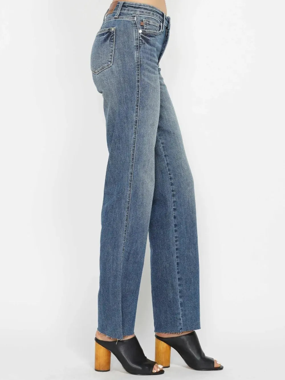 Sleek Fit Tummy Control Straight Cut Mid-rise Jeans by Judy Blue-Women's Jeans-Shop Z & Joxa