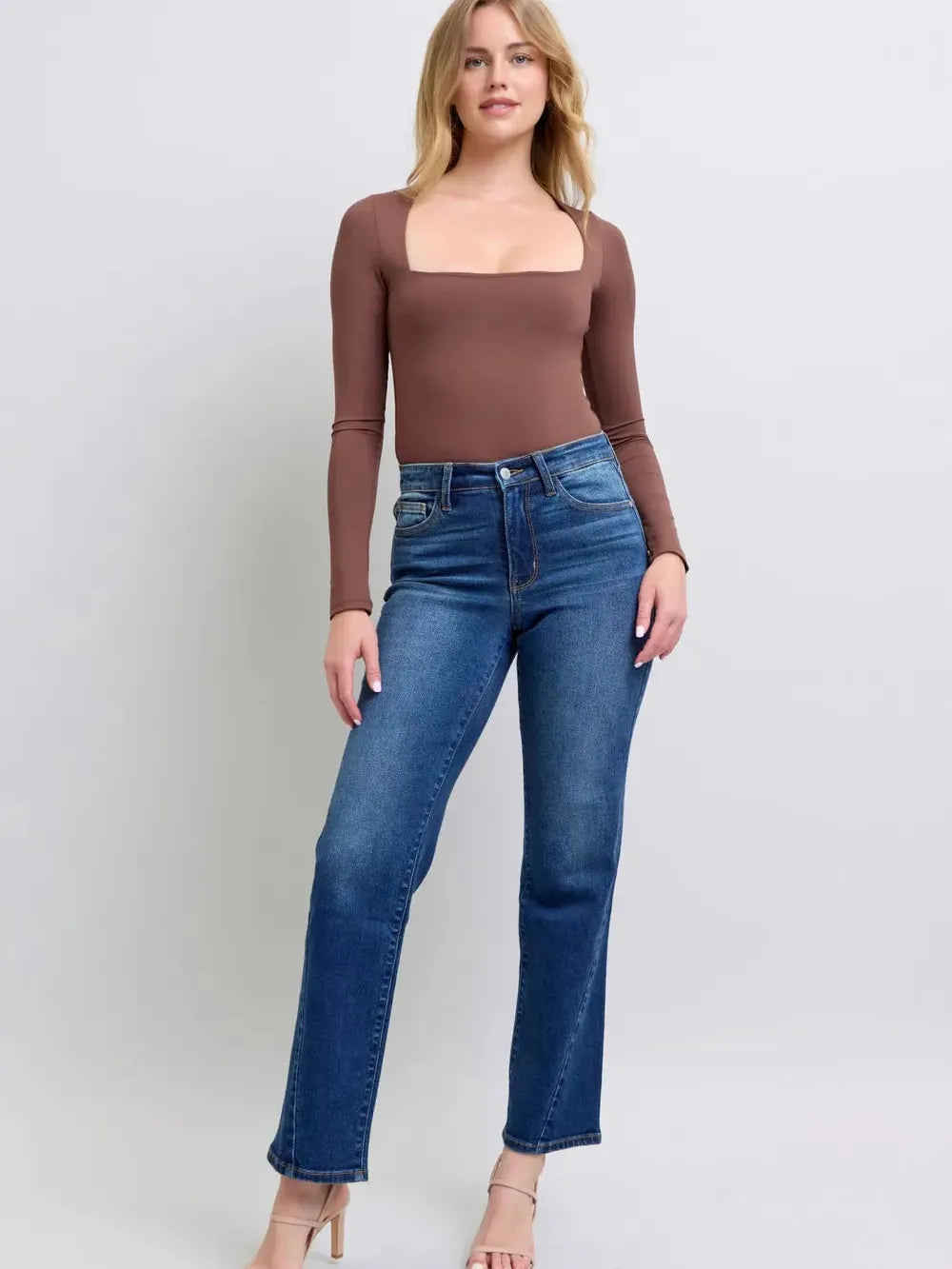 Sleek Lines Side Seam Straight Jeans by Judy Blue-Women's Jeans-Shop Z & Joxa