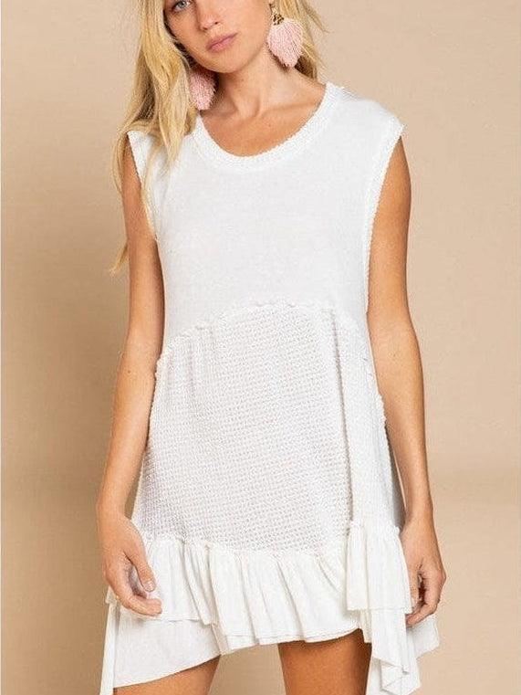Sleeveless + Ruffled Tunic Mini Dress-Women's Clothing-Shop Z & Joxa
