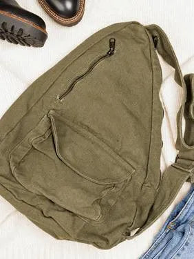 Slinging Along Oversized Canvas Sling Crossbody-Women's Accessories-Shop Z & Joxa