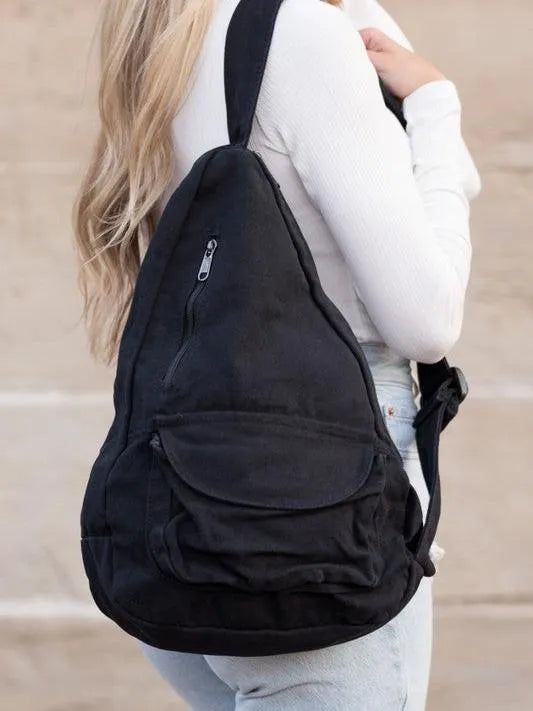 Slinging Along Oversized Canvas Sling Crossbody-Women's Accessories-Shop Z & Joxa