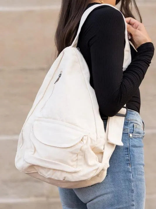Slinging Along Oversized Canvas Sling Crossbody-Women's Accessories-Shop Z & Joxa