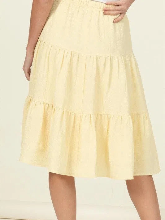 Smile Big, Laugh Often Flowy Tiered A-Line Midi Skirt-Women's Clothing-Shop Z & Joxa