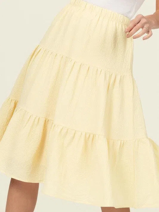 Smile Big, Laugh Often Flowy Tiered A-Line Midi Skirt-Women's Clothing-Shop Z & Joxa