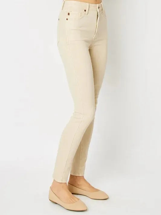 Smooth Moves Garment Dyed Tummy Control Skinny Jeans by Judy Blue-Women's Jeans-Shop Z & Joxa