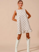 So Me Bow & Behold Textured Bow Printed Mini Ruffle Dress-Women's Dresses-Shop Z & Joxa