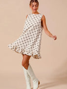 So Me Bow & Behold Textured Bow Printed Mini Ruffle Dress-Women's Dresses-Shop Z & Joxa