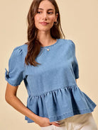 So Me Bow & Flow Short Sleeves Peplum Top with Bow Detail-Women's Shirts & Tops-Shop Z & Joxa