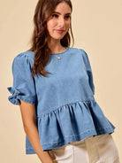 So Me Bow & Flow Short Sleeves Peplum Top with Bow Detail-Women's Shirts & Tops-Shop Z & Joxa
