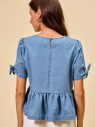 So Me Bow & Flow Short Sleeves Peplum Top with Bow Detail-Women's Shirts & Tops-Shop Z & Joxa