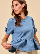 So Me Bow & Flow Short Sleeves Peplum Top with Bow Detail-Women's Shirts & Tops-Shop Z & Joxa