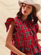 So Me Cheerful Layers Plaid Ruffled Quilted Vest Top-Women's Shirts & Tops-Shop Z & Joxa