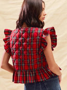 So Me Cheerful Layers Plaid Ruffled Quilted Vest Top-Women's Shirts & Tops-Shop Z & Joxa