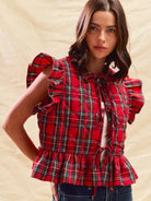 So Me Cheerful Layers Plaid Ruffled Quilted Vest Top-Women's Shirts & Tops-Shop Z & Joxa