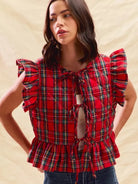 So Me Cheerful Layers Plaid Ruffled Quilted Vest Top-Women's Shirts & Tops-Shop Z & Joxa