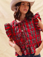 So Me Cheerful Layers Plaid Ruffled Quilted Vest Top-Women's Shirts & Tops-Shop Z & Joxa