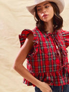 So Me Cheerful Layers Plaid Ruffled Quilted Vest Top-Women's Shirts & Tops-Shop Z & Joxa