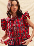 So Me Cheerful Layers Plaid Ruffled Quilted Vest Top-Women's Shirts & Tops-Shop Z & Joxa