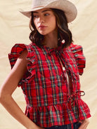 So Me Cheerful Layers Plaid Ruffled Quilted Vest Top-Women's Shirts & Tops-Shop Z & Joxa